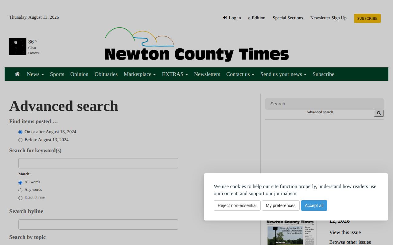 Newton County crime news newspaper search interface