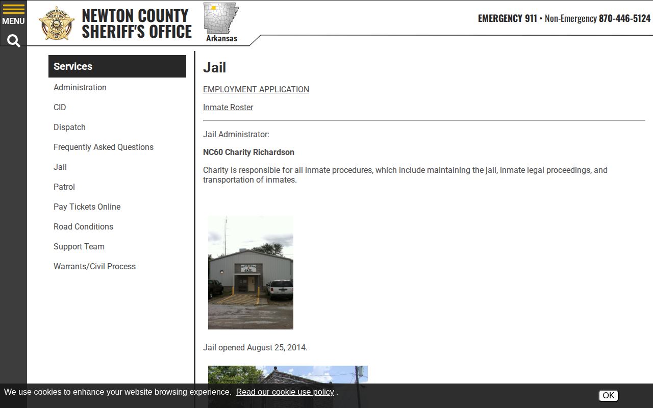 Newton County Jail official roster access page