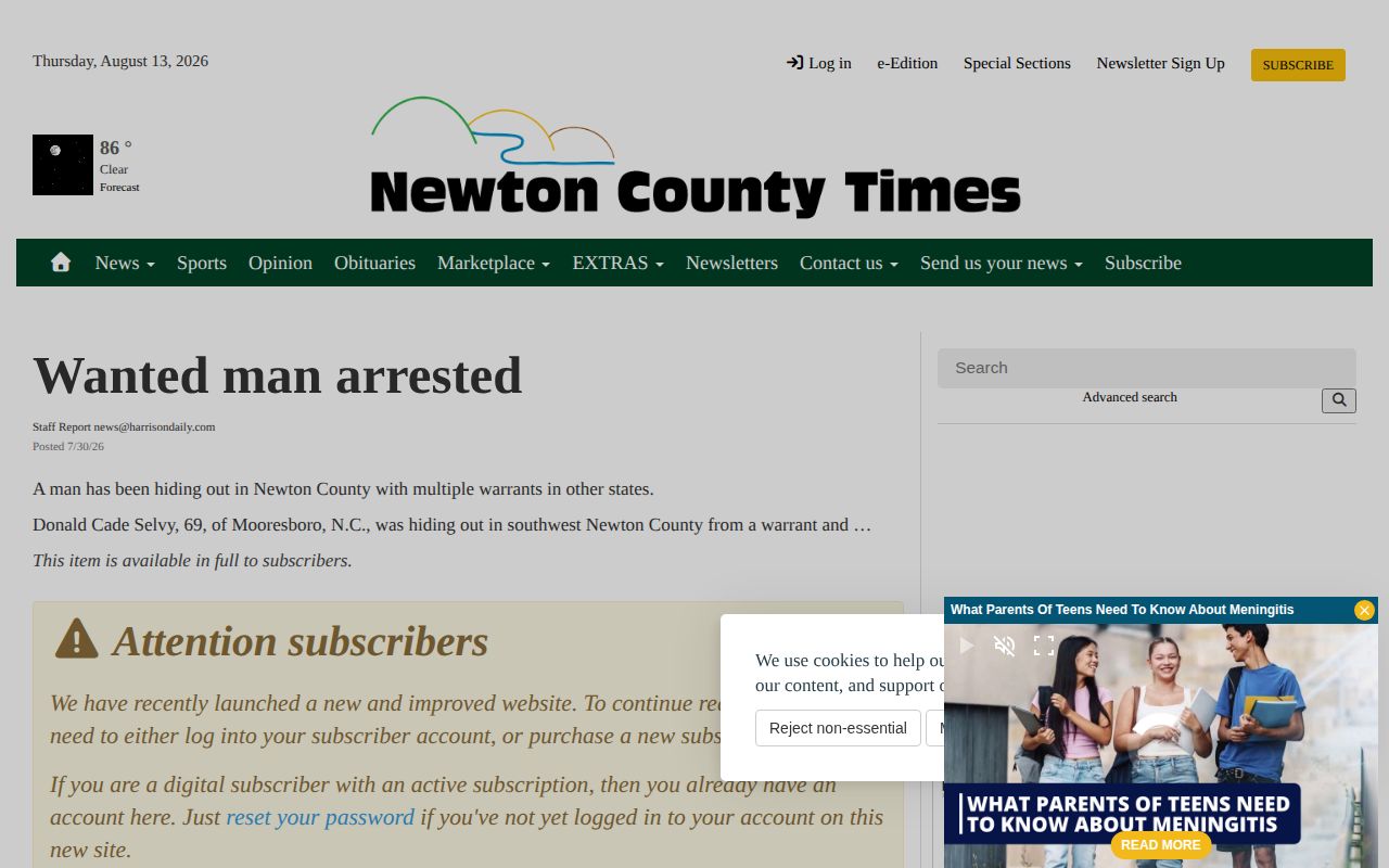Newton County Times Jasper arrest news record example