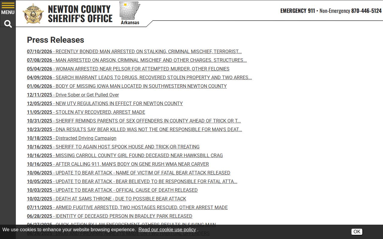 Newton County crime news sheriff press release archive