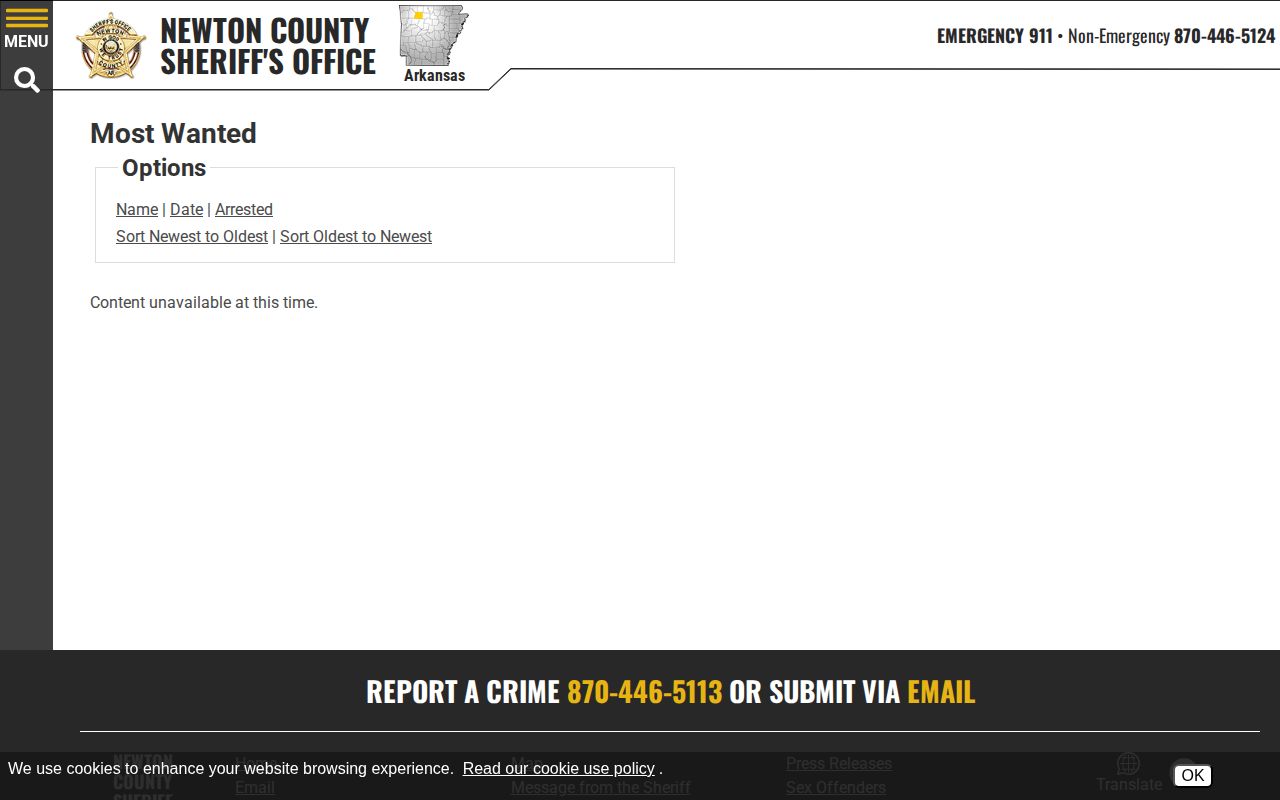 Newton County most wanted fugitives official interface